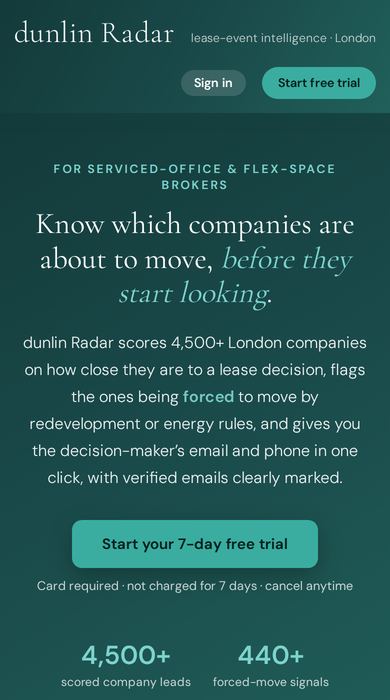dunlin Radar, built at the request of Lokate Offices, on a phone