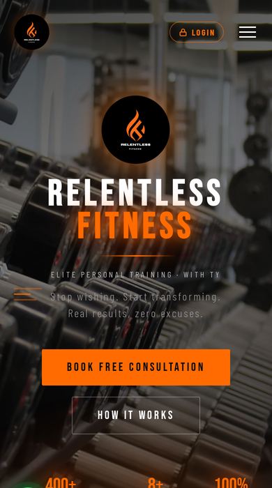 Relentless Fitness on a phone
