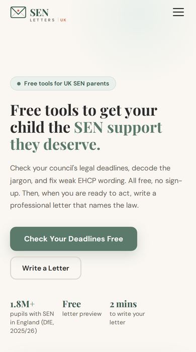 SEN Letters UK on a phone